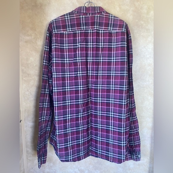 Burberry Brit Maroon and Black Plaid Casual Button-Down Shirt Men’s XL - Picture 5 of 6